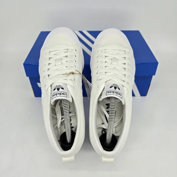New adidas Nizza Platform Triple White Women's Shoes Size 10 - Picture 5 of 8